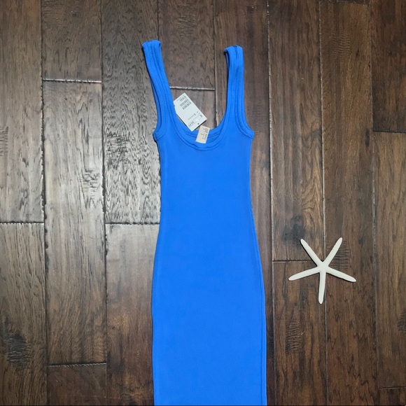 ❌SOLD❌ H&M - blue ribbed midi dress 👗 - Picture 3 of 4